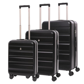 Aerolite 3-Piece Luggage Set – Lightweight Hard Shell Suitcases with 4 Dual Spinner Wheels & TSA Lock – Expandable Cabin (21”), Medium (24”), Large (28”) – Expandable Carry-On Case Included – Black